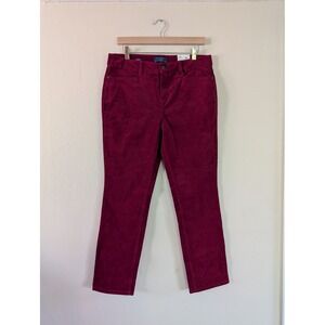 Talbots Straight Leg‎ Stretch Corduroy Pants Sz 10P Rich Red Burgundy Holiday
